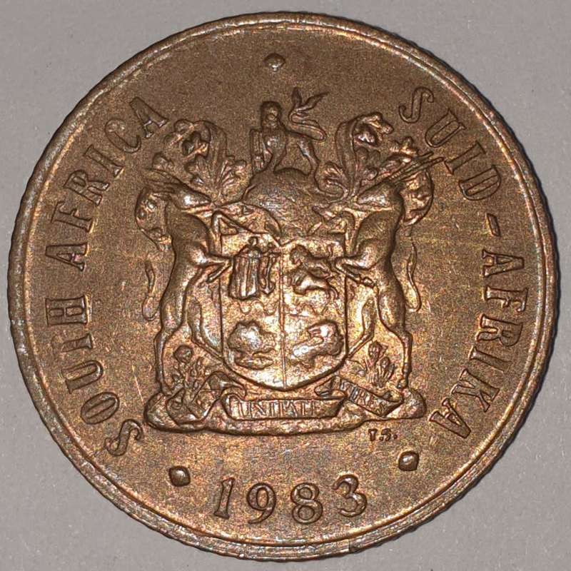 1983 - 2 CENT COIN (TWO CENT COIN) - RSA - BRONZE - KM#83 - BILINGUAL LEGEND - WILDEBEEST